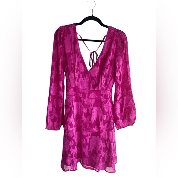 NWT Band of the Free Gypsy Jewel Fuchsia Ruffle Peplum Flowy Mini Dress Size L - Picture 8 of 9